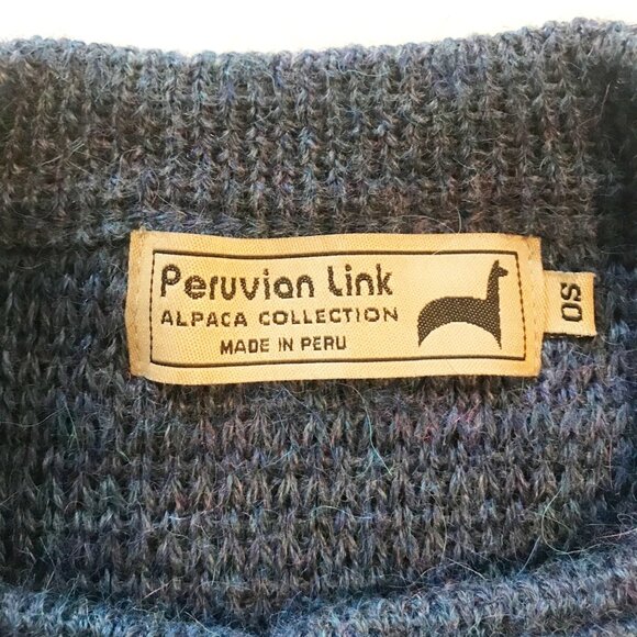 Peruvian Link Alpaca Collection Ebel Open Front Blue Sweater Womens One Size - Picture 4 of 8